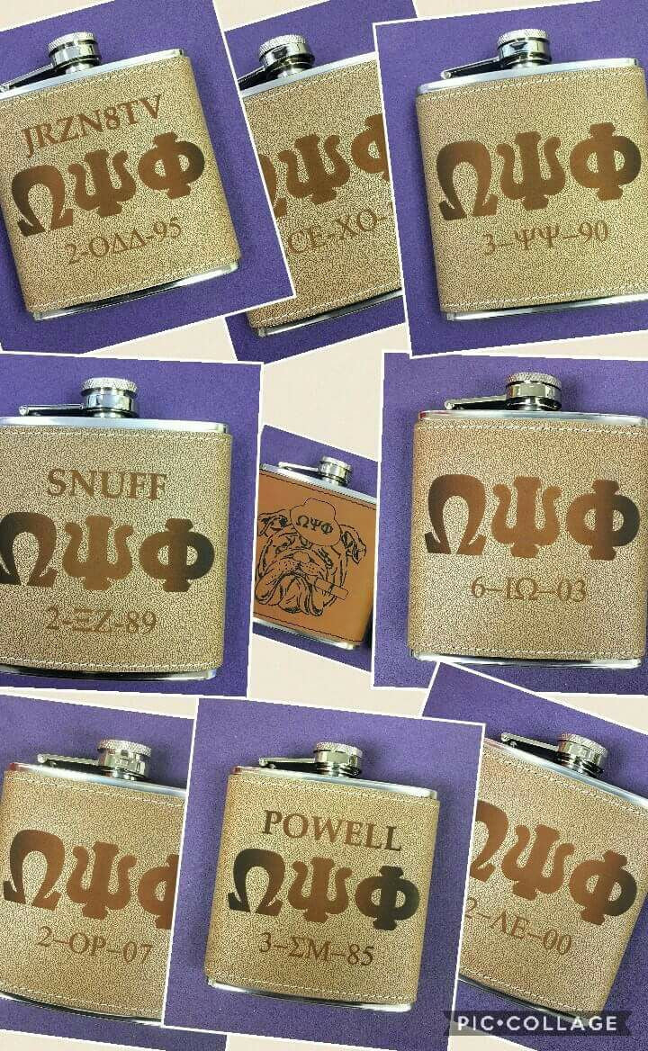 Omega Psi Phi - Custom Leather Flask