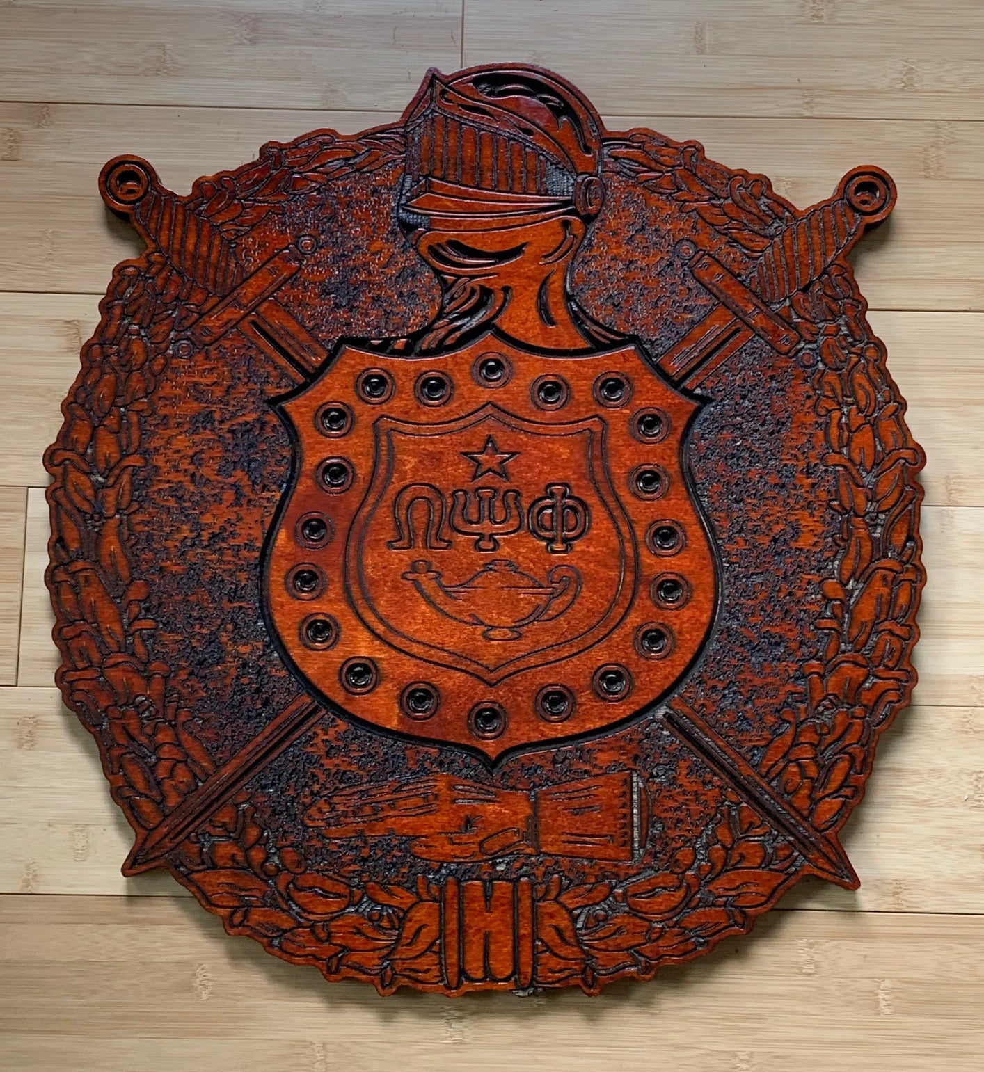 Omega Psi Phi Shield (1923) - Stained - 24" Tall