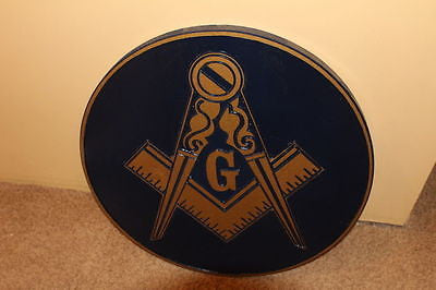 Round Plaque Masonic Compass and Square - 24" (Inch) Carved (Painted)