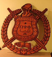 Omega Psi Phi Shield Stained (E) - 24" Tall