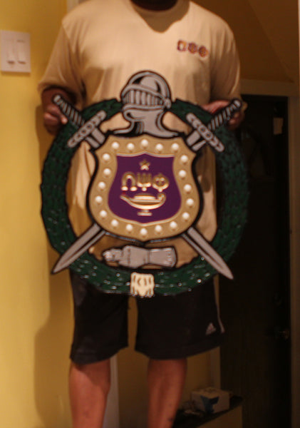 Omega Psi Phi Lighted Shield - Painted (C) - 24" Tall
