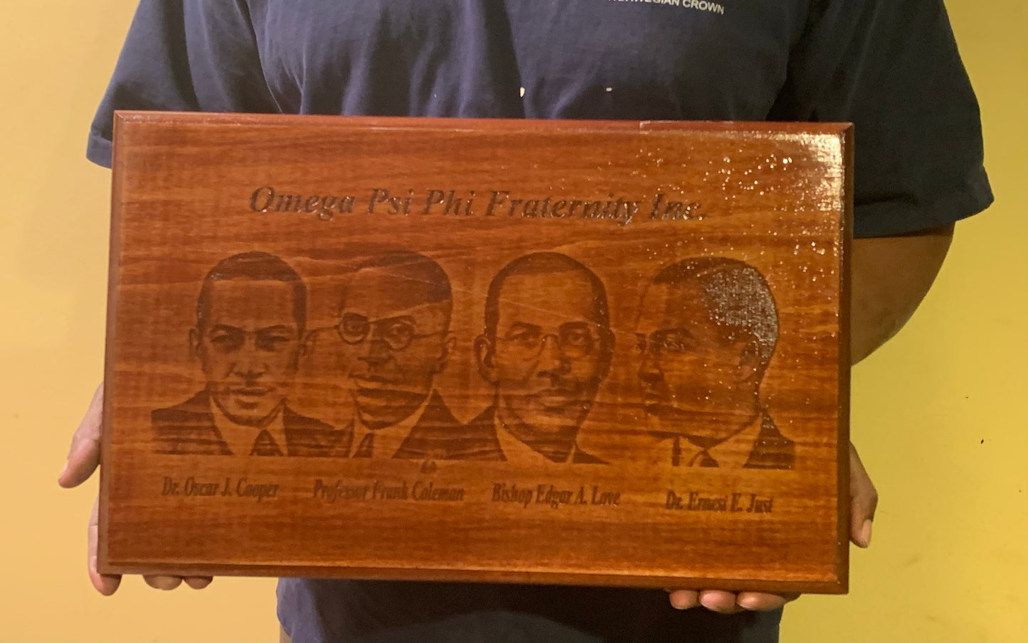 Copy of Omega Psi Phi Fraternity - Founders Plaque 18” Engraved Natural Wood