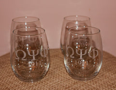 Omega Psi Phi Fraternity - Stemless Wine Glasses (SET OF 4)