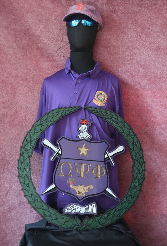 Omega Psi Phi 1914 Shield / Escutcheon Carved Painted