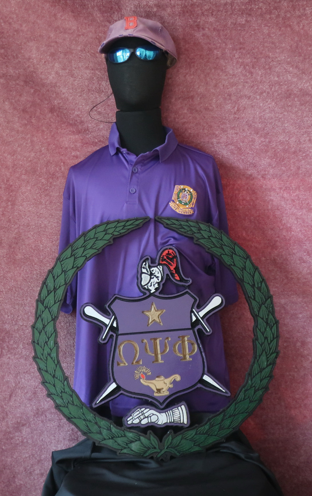 Omega Psi Phi 1919 Shield / Escutcheon Carved Painted