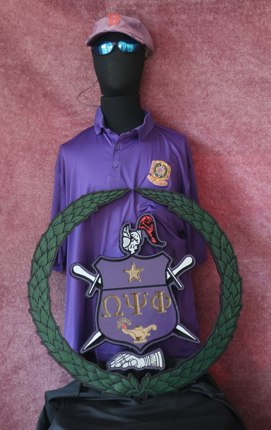 Omega Psi Phi 1919 Shield / Escutcheon Carved Painted