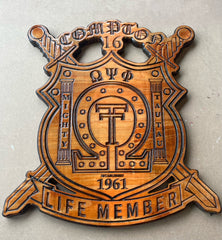 Omega Psi Phi Tau Tau Life Member Shield - Stained