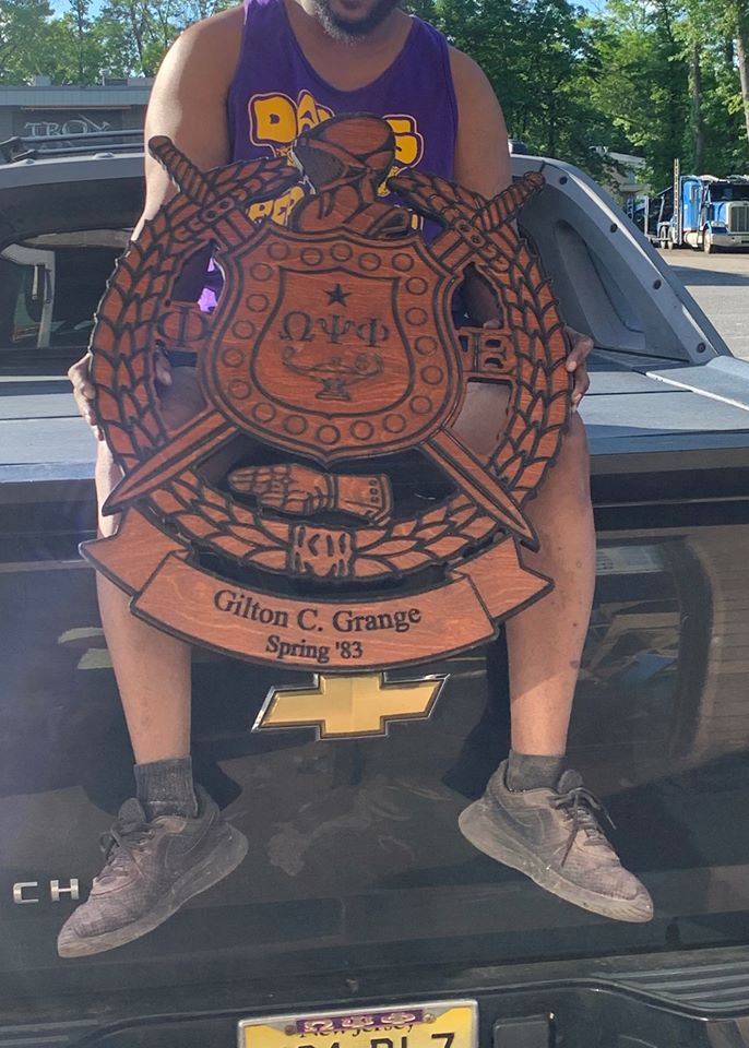 Omega Psi Phi Fraternity - Banner 30" (Inch) Carved Shield (Stained)