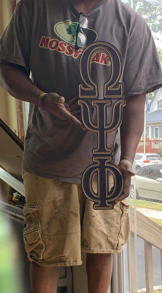Omega Psi Phi Fraternity - 23" (Inch) Big Block Letters Vertical (Painted)