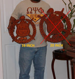 Omega Psi Phi Shield Stained (E) - 16" Tall