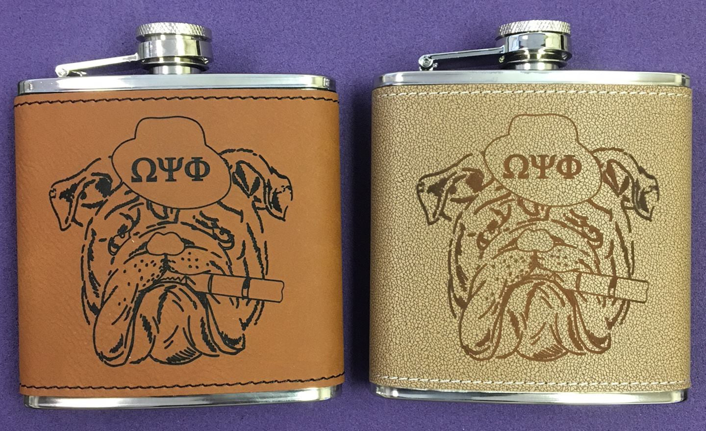 Omega Psi Phi - Custom Leather Flask