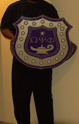 Omega Psi Phi Fraternity - Lighted 24" (Inch) Carved INNER Shield (Painted)