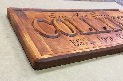 Couple Wedding Gift Personalized Name Sign Carved Wood Plaque