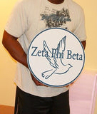Zeta Phi Beta Sorority - 16" (Inch) Carved Circle of Dove (Painted)