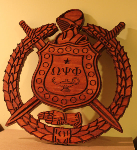 Omega Psi Phi Shield Stained (E) - 24" Tall