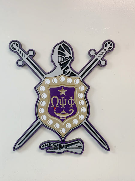 Omega Psi Phi Shield (1940) Painted - 24" Tall