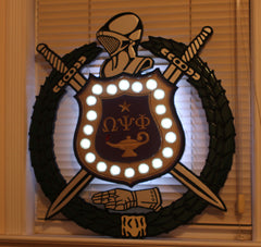 Omega Psi Phi Lighted Shield - Painted (E) - 24" Tall
