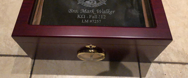 Omega Psi Phi (The Gran) Glass Top Cigar Humidor (Custom) - Holds 100 Cigars