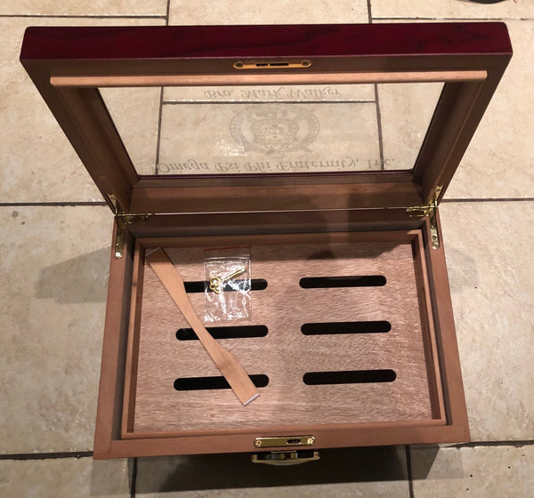 Omega Psi Phi (The Gran) Glass Top Cigar Humidor (Custom) - Holds 100 Cigars
