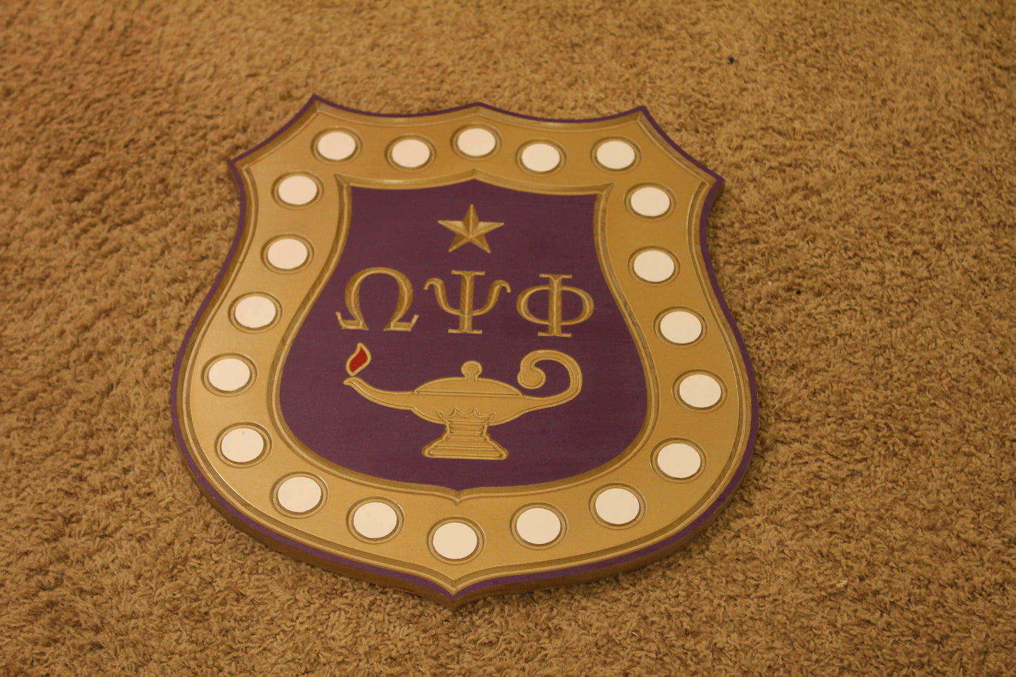 Omega Psi Phi Carved Inner Shield -E 24"