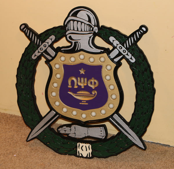 Omega Psi Phi Lighted Shield - Painted (C) - 24" Tall