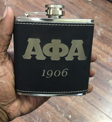 Alpha Phi Alpha - Custom Leather Flask