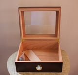 Omega Psi Phi Cherry Finish Glass Top Cigar Humidor (Custom) - Holds 40-50 Cigars