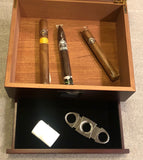 Omega Psi Phi Cherry Finish Glass Top Cigar Humidor (Custom) with Storage & digital hygrometer.