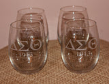 ENGRAVED Delta Sigma Theta Sorority - Set of 4 Stemless Wine Glasses