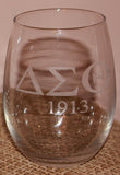 ENGRAVED Delta Sigma Theta Sorority - Set of 4 Stemless Wine Glasses