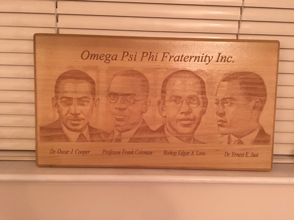 Omega Psi Phi Fraternity - Founders Plaque 8" x 14" Engraved Natural Wood
