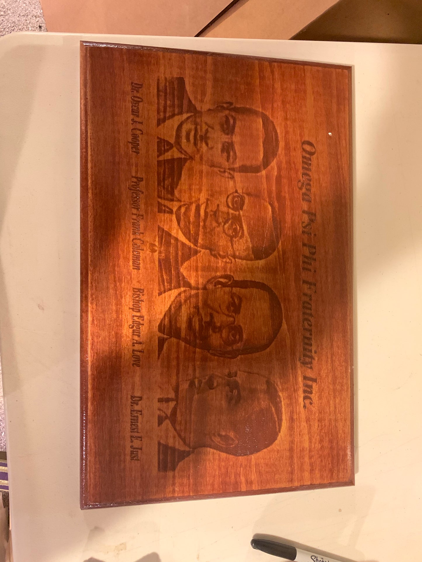Copy of Omega Psi Phi Fraternity - Founders Plaque 18” Engraved Natural Wood
