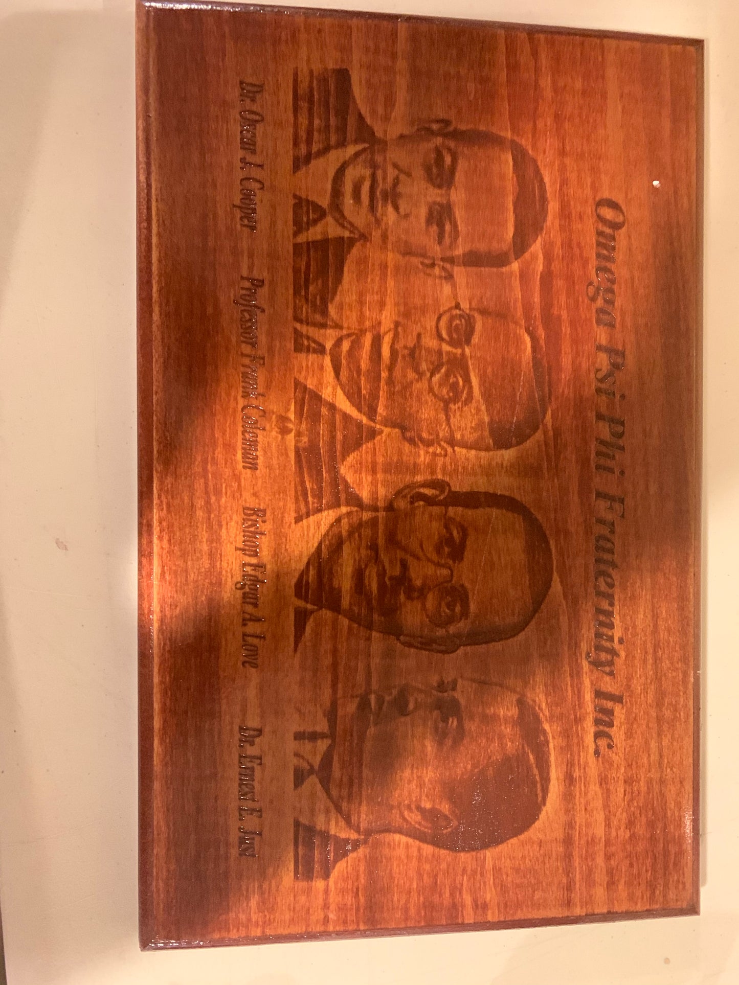 Copy of Omega Psi Phi Fraternity - Founders Plaque 18” Engraved Natural Wood