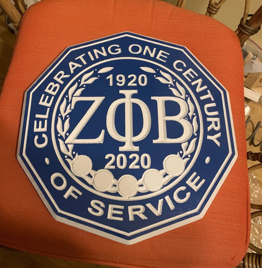 Zeta Phi Beta Sorority - 16" (Inch) Carved Centennial Wood Plaque (Painted)
