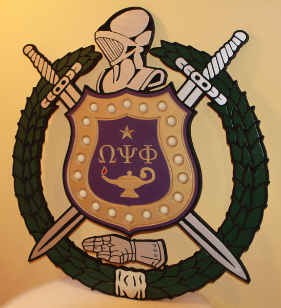 Omega Psi Phi Lighted Shield - Painted (E) - 24" Tall