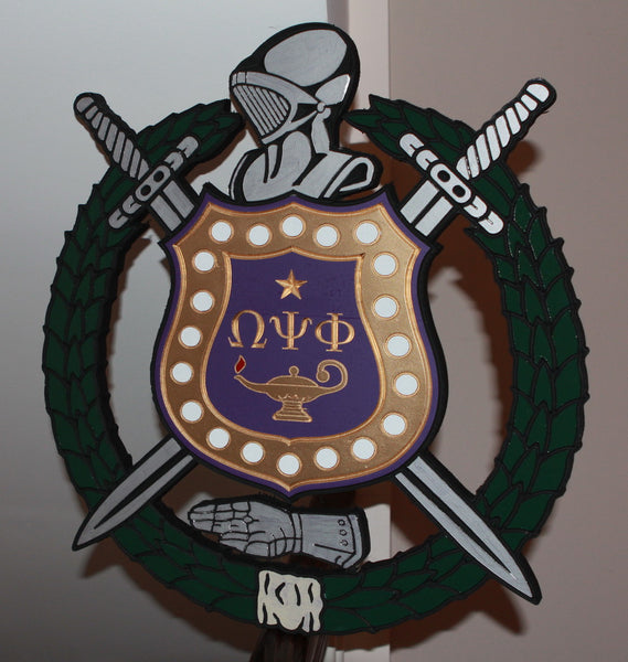 Omega Psi Phi Shield (E) Carved Painted Escutcheon)