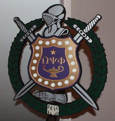 Omega Psi Phi Shield (E) Carved Painted Escutcheon)