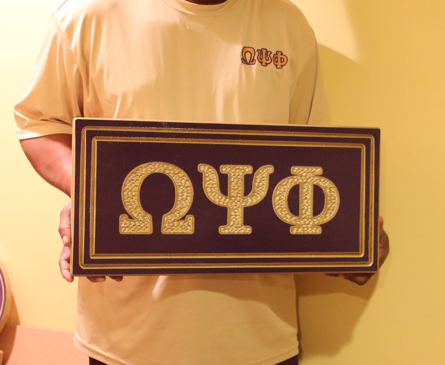 Omega Psi Phi Fraternity - 23" (Inch) Rectangular Carved Plaque (Painted)