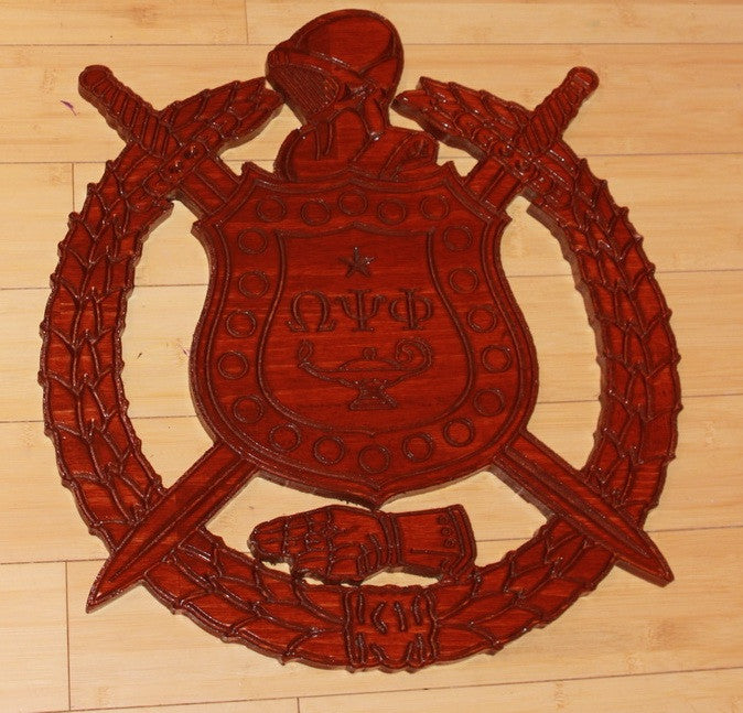 Omega Psi Phi Shield Stained (E) - 16" Tall